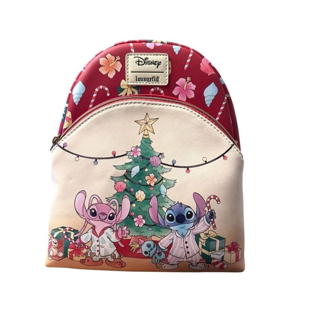 Loungefly Disney Stitch & Angel Scrump Holiday Tree Christmas Mini Backpack NWT